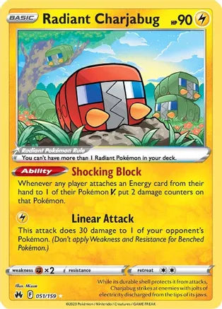 Radiant Charjabug - 051/159 - Radiant Rare | SWSH - Crown Zenith