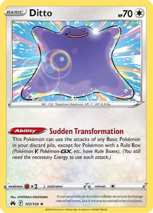 Ditto - 107/159 - Holo Rare - Reverse Holo | SWSH - Crown Zenith