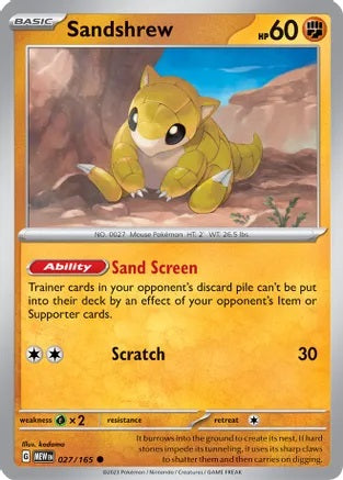 Sandshrew - 027/165 - Common - Reverse Holo | SV - 151