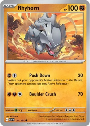 Rhyhorn - 111/165 - Common - Reverse Holo | SV - 151