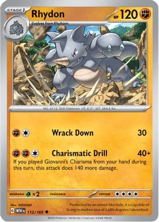 Rhydon - 112/165 - Uncommon - Reverse Holo | SV - 151