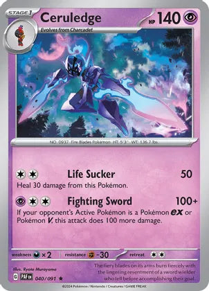 Ceruledge - 040/091 - Rare - Reverse Holo | SV - Paldean Fates