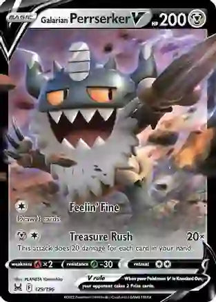Galarian Perrserker V - 129/196 - Ultra Rare | SWSH - Lost Origin