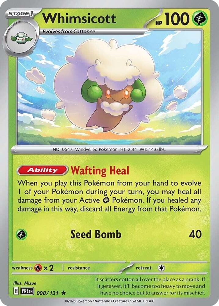 Whimsicott - 008/131 - Rare - Reverse | SV - Prismatic Evolutions