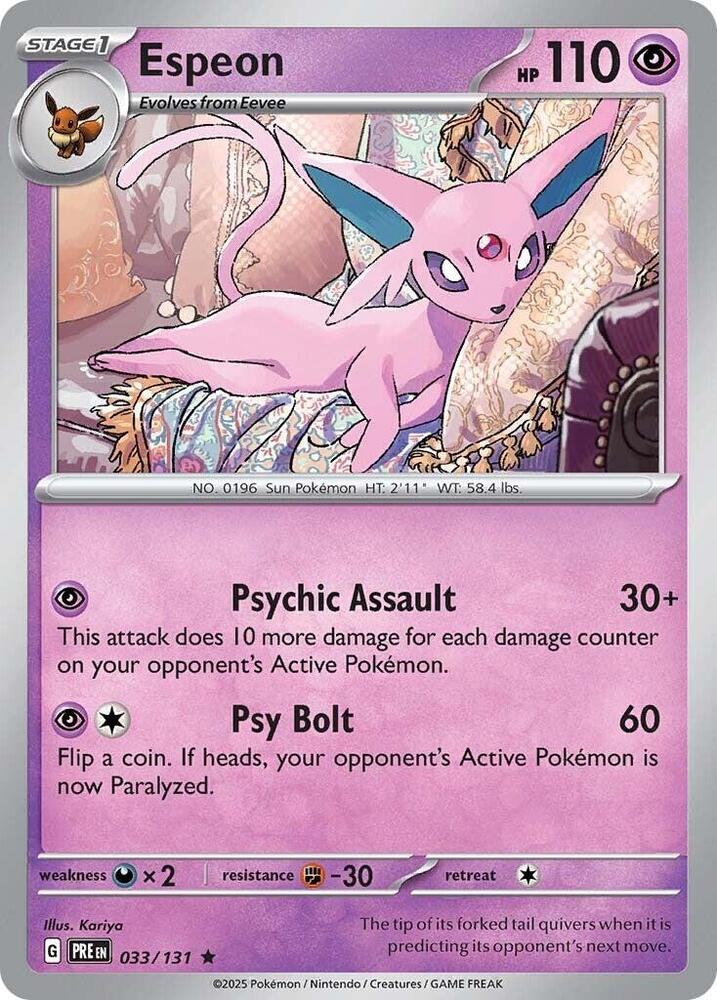 Espeon - 033/131 - Rare - Reverse Holo | SV - Prismatic Evolutions
