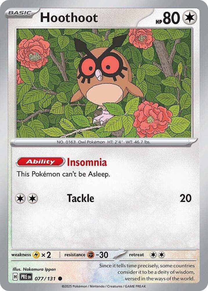 Hoothoot - 077/131 - Reverse Holo | SV - Prismatic Evolutions