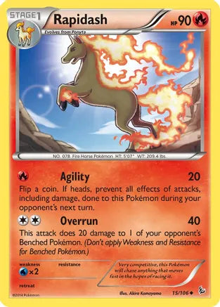Rapidash - 15/106 - Uncommon - Reverse Holo | XY - Flashfire