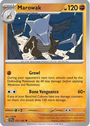 Marowak - 073/142 - Uncommon - Reverse Holo | SV - Stellar Crown
