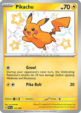 Pikachu - 131/091 - Shiny Rare | SV - Paldean Fates