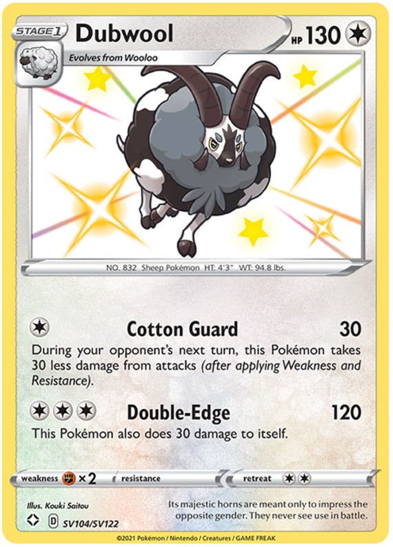 Dubwool - SV104/SV122 - Shiny Holo Rare | Shining Fates: Shiny Vault