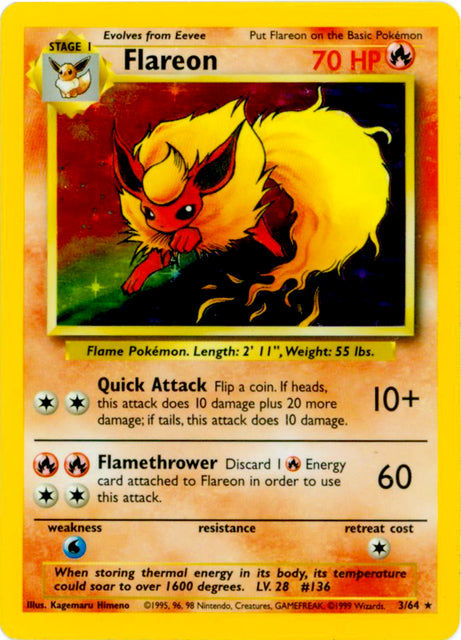 Flareon - 3/64 - Holo Rare - Missing Set Symbol | Jungle