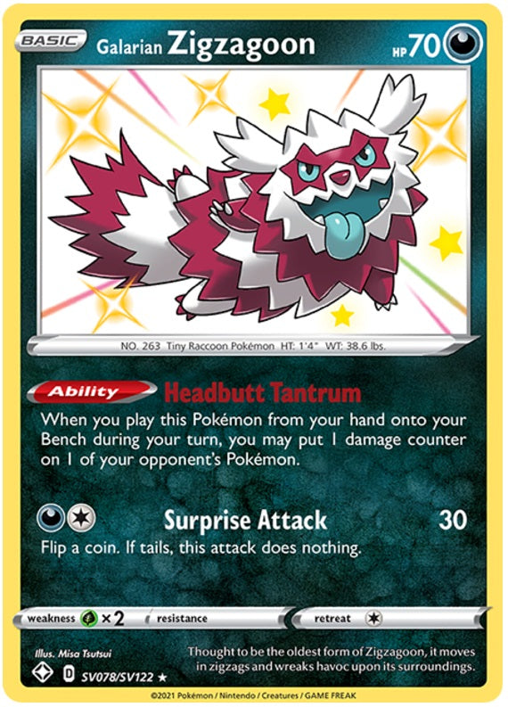 Galarian Zigzagoon - SV078/SV122 | Shining Fates: Shiny Vault