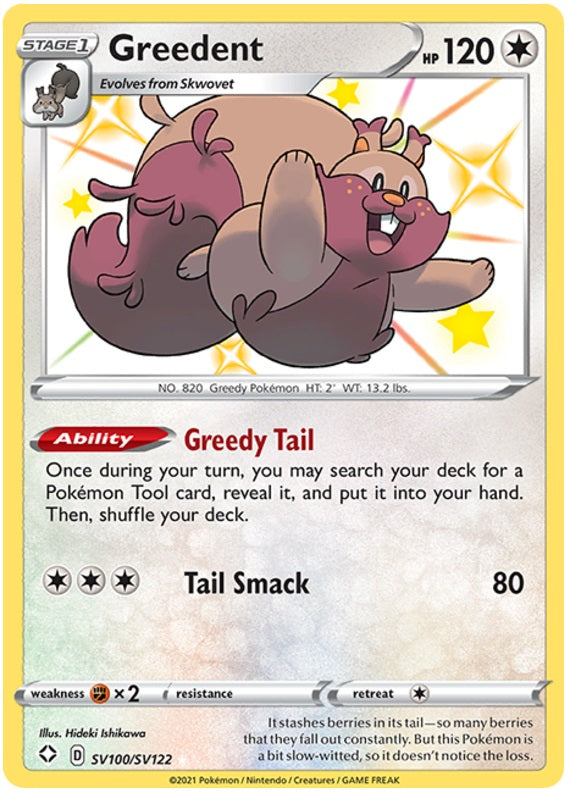 Greedent - SV100/SV122 - Shiny Holo Rare | Shining Fates: Shiny Vault