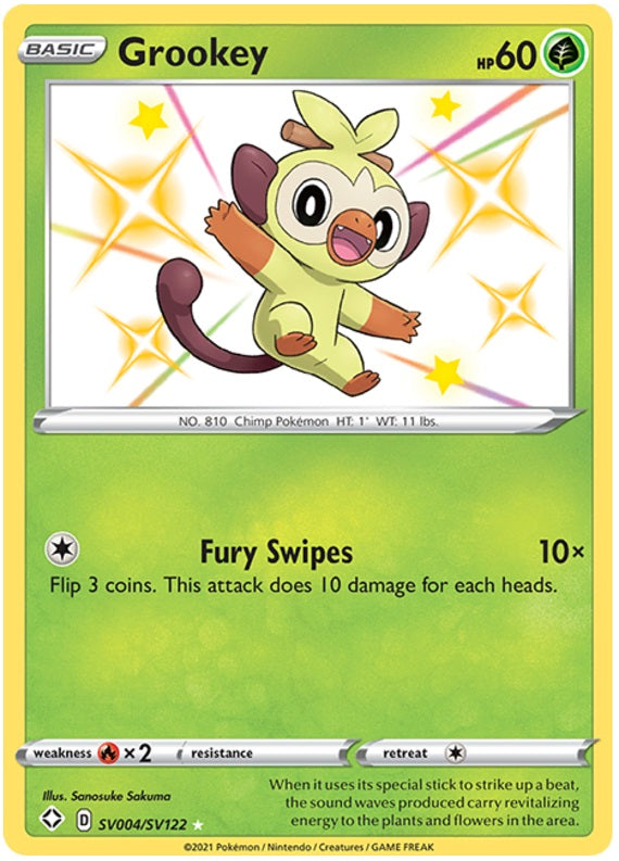 Grookey - SV004/SV122 - Shiny Holo Rare | Shining Fates: Shiny Vault
