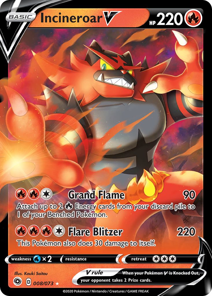 Incineroar V - 008/073 - Ultra Rare | Champion's Path