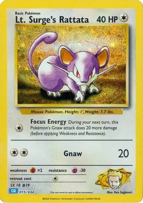 Lt. Surge's Rattata - 015/034 | Trading Card Game Classic