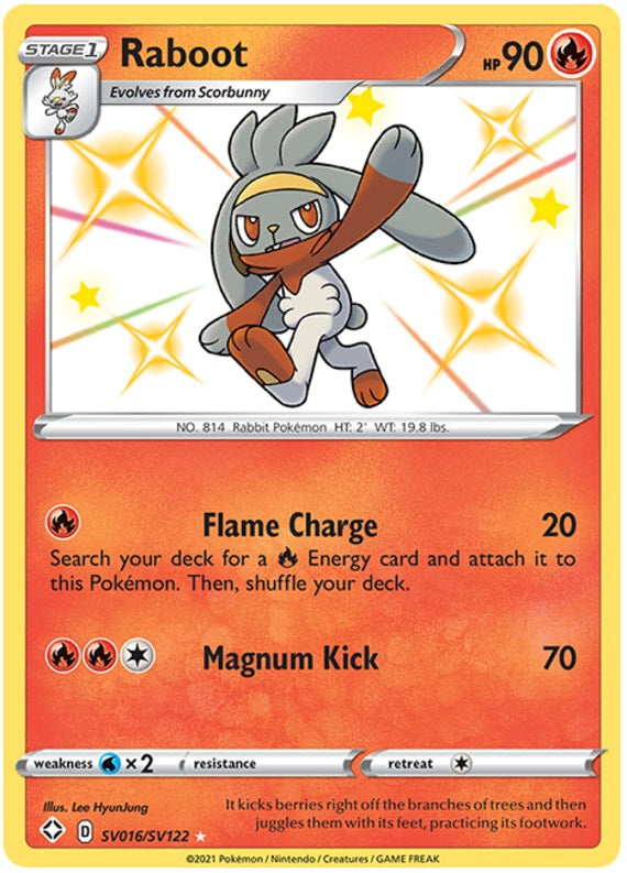 Raboot - SV016/SV122 - Shiny Holo Rare | Shining Fates: Shiny Vault