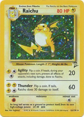 Raichu - 16/130 - Holo Rare - Unlimited Edition | Base Set 2