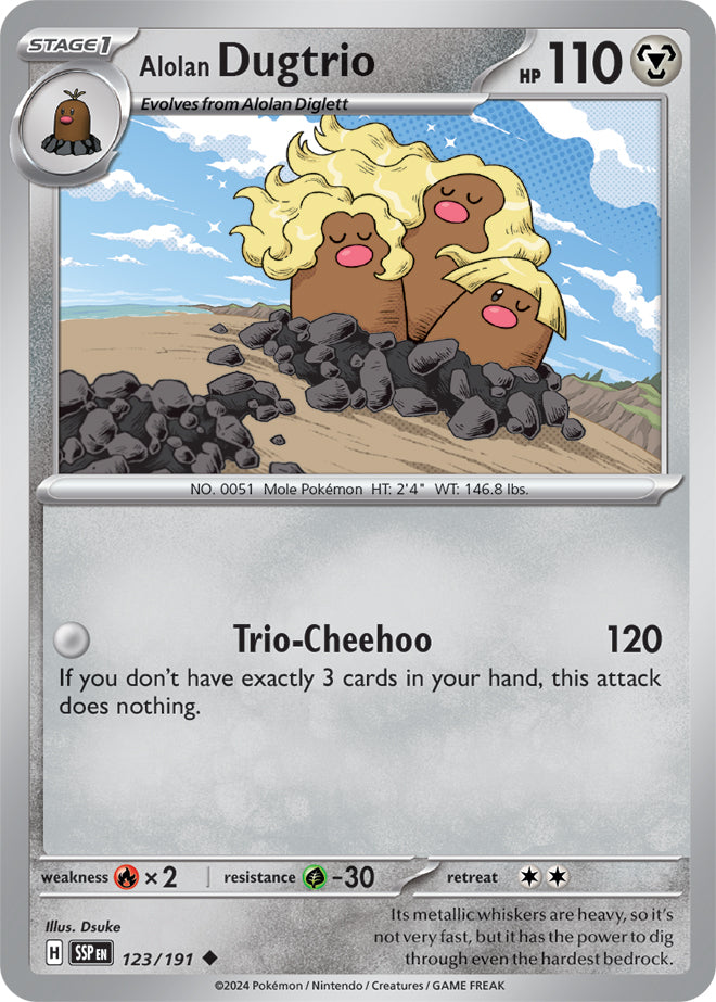 Alolan Dugtrio - 123/191 - Reverse Holo | SV - Surging Sparks