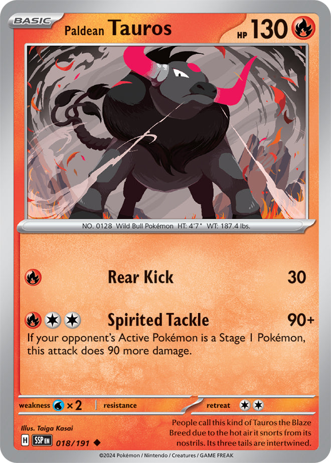 Paldean Tauros - 018/191 - Reverse Holo | SV - Surging Sparks