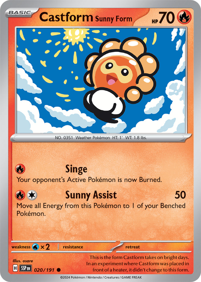 Castform Sunny Form - 020/191 - Reverse Holo | SV - Surging Sparks