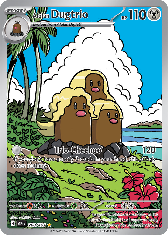 Alolan Dugtrio - 208/191 - Illustration Rare | SV - Surging Sparks