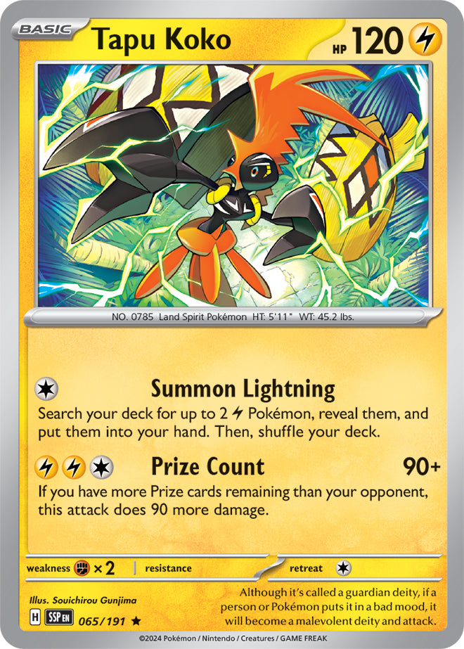 Tapu Koko - 065/191 - Rare - Reverse Holo | SV - Surging Sparks