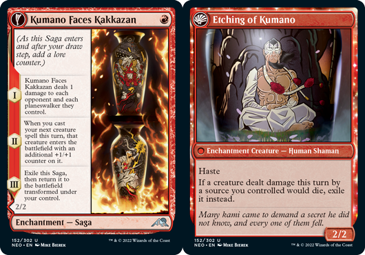 Kumano Faces Kakkazan // Etching of Kumano | Kamigawa: Neon Dynasty