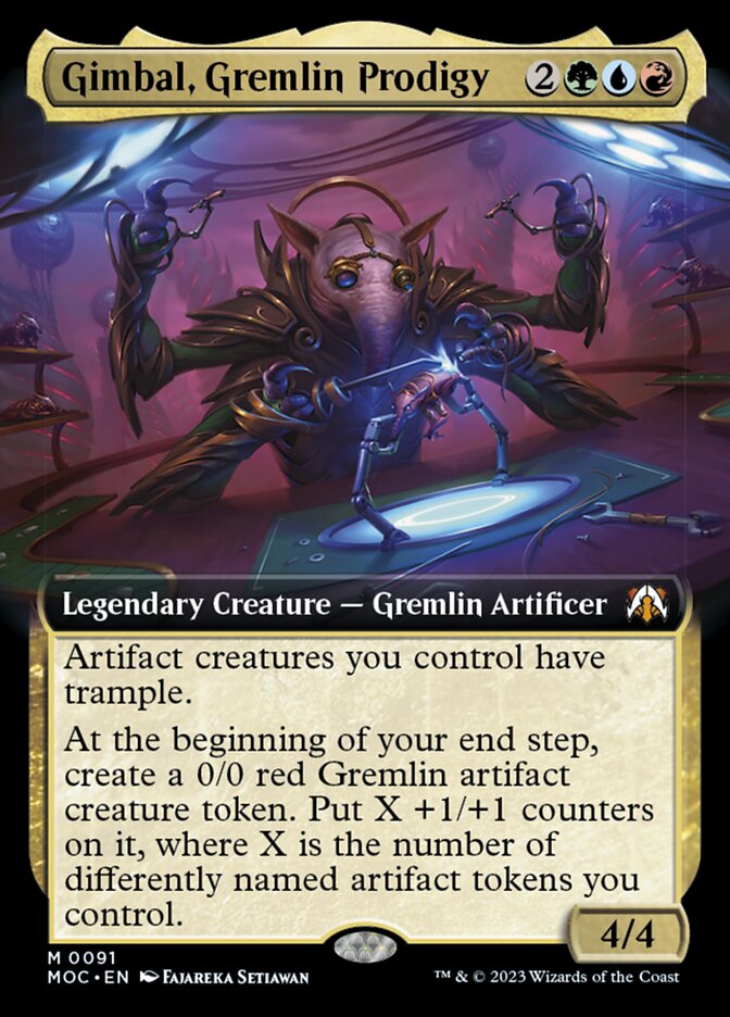Gimbal, Gremlin Prodigy - Foil - Ext Art | Cmndr: March of the Machine