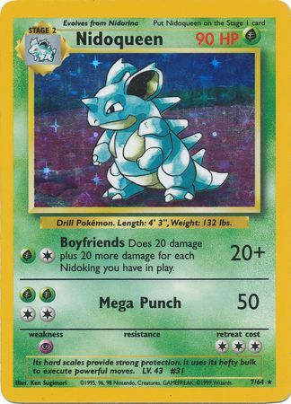 Nidoqueen - 7/64 - Holo Rare - Missing Set Symbol | Jungle