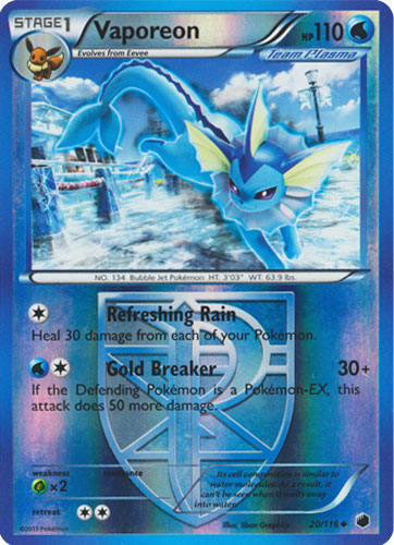 Vaporeon - 20/116 - Uncommon - Reverse Holo | Plasma Freeze
