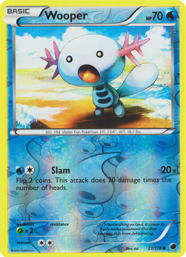 Wooper - 21/116 - Common - Reverse Holo | Plasma Freeze