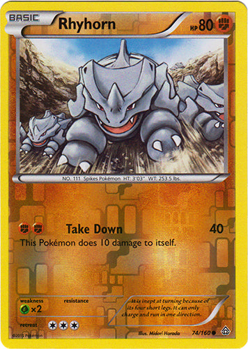 Rhyhorn - 74/160 - Common - Reverse Holo | XY - Primal Clash