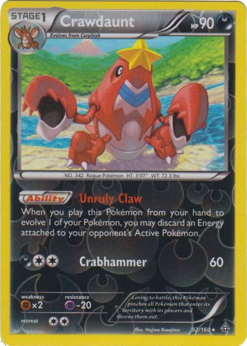 Crawdaunt - 92/160 - Holo Rare - Reverse Holo | XY - Primal Clash