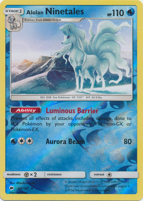 Alolan Ninetales - 28/147 - Rare - Reverse | SM -  Burning Shadows