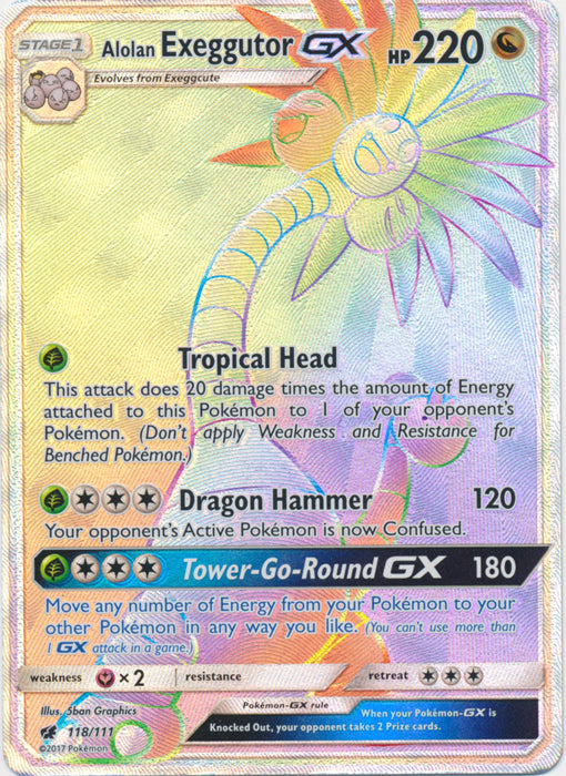 Alolan Exeggutor GX - 118/111 - Secret Rare | SM -  Crimson Invasion