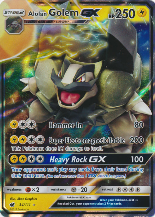 Alolan Golem GX - 34/111 - Ultra Rare | SM -  Crimson Invasion