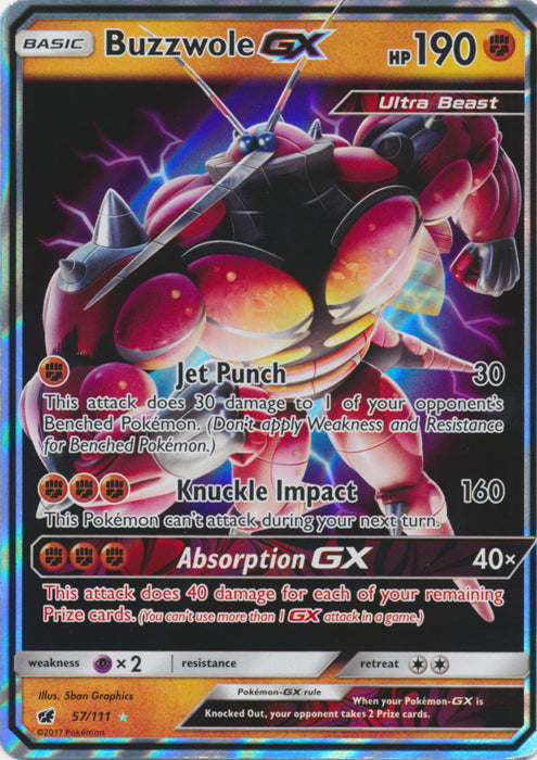 Buzzwole GX - 57/111 - Ultra Rare | SM -  Crimson Invasion