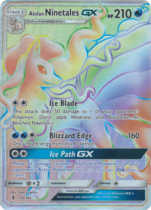 Alolan Ninetales GX - 150/145 - Secret Rare | SM -  Guardians Rising