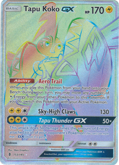 Tapu Koko GX - 153/145 - Secret Rare | SM -  Guardians Rising