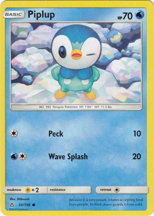 Piplup - 32/156 - Common | Sun and Moon Ultra Prism
