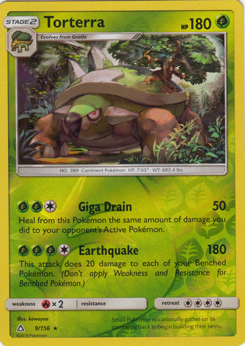 Torterra - 9/156 - Holo Rare - Reverse | Sun and Moon Ultra Prism
