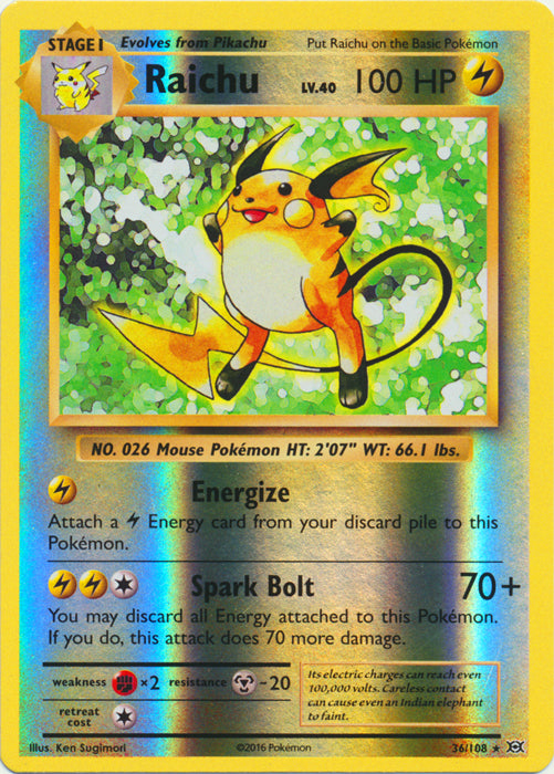 Raichu - 36/108 - Holo Rare - Reverse Holo | XY - Evolutions