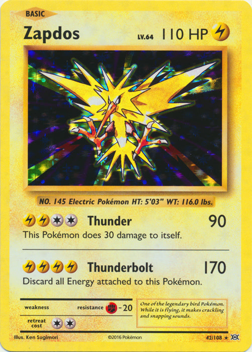 Zapdos - 42/108 - Holo Rare | XY - Evolutions
