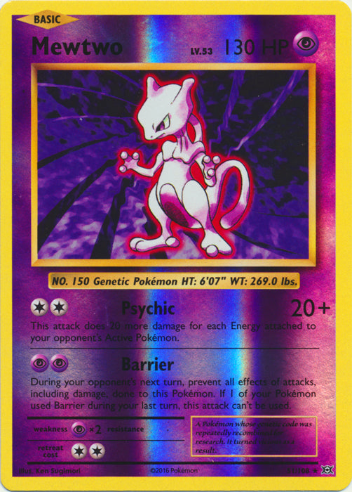 Mewtwo - 51/108 - Rare - Reverse Holo | XY - Evolutions