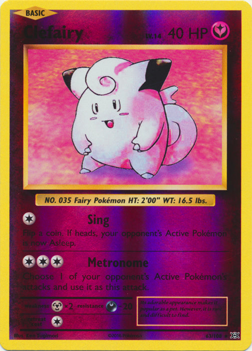 Clefairy - 63/108 - Holo Rare - Reverse Holo | XY - Evolutions