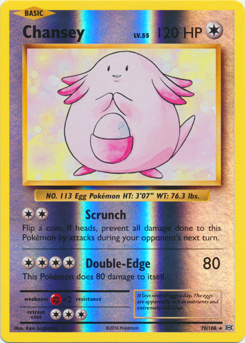 Chansey - 70/108 - Holo Rare - Reverse Holo | XY - Evolutions