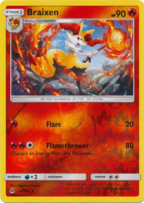 Braixen - 16/131 - Uncommon - Reverse Holo | SM -  Forbidden Light
