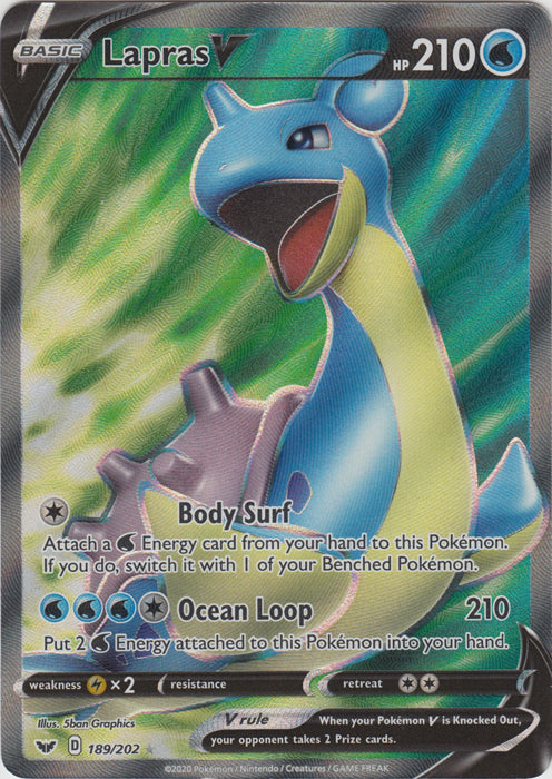 Lapras V - 189/202 - Full Art Ultra Rare | SWSH - Base Set