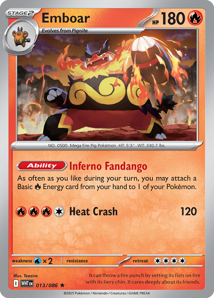 Emboar - 013/086 - Rare - Reverse | SV - White Flare